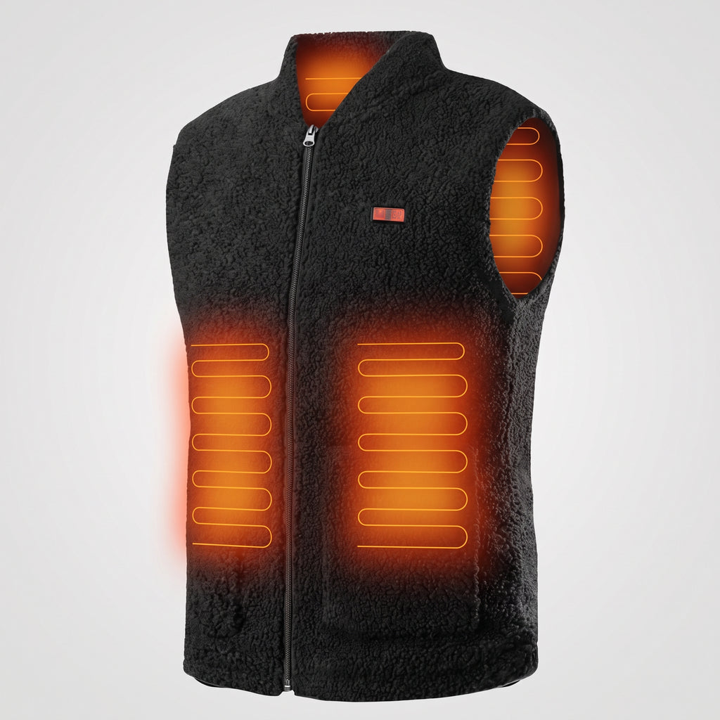 Gilet chauffant polaire homme – col montant, noir, gris ou vert