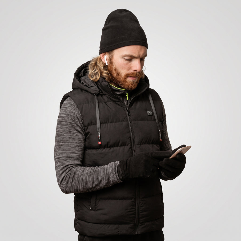 Gilet chauffant à capuche homme et femme – matelassé, 9 zones