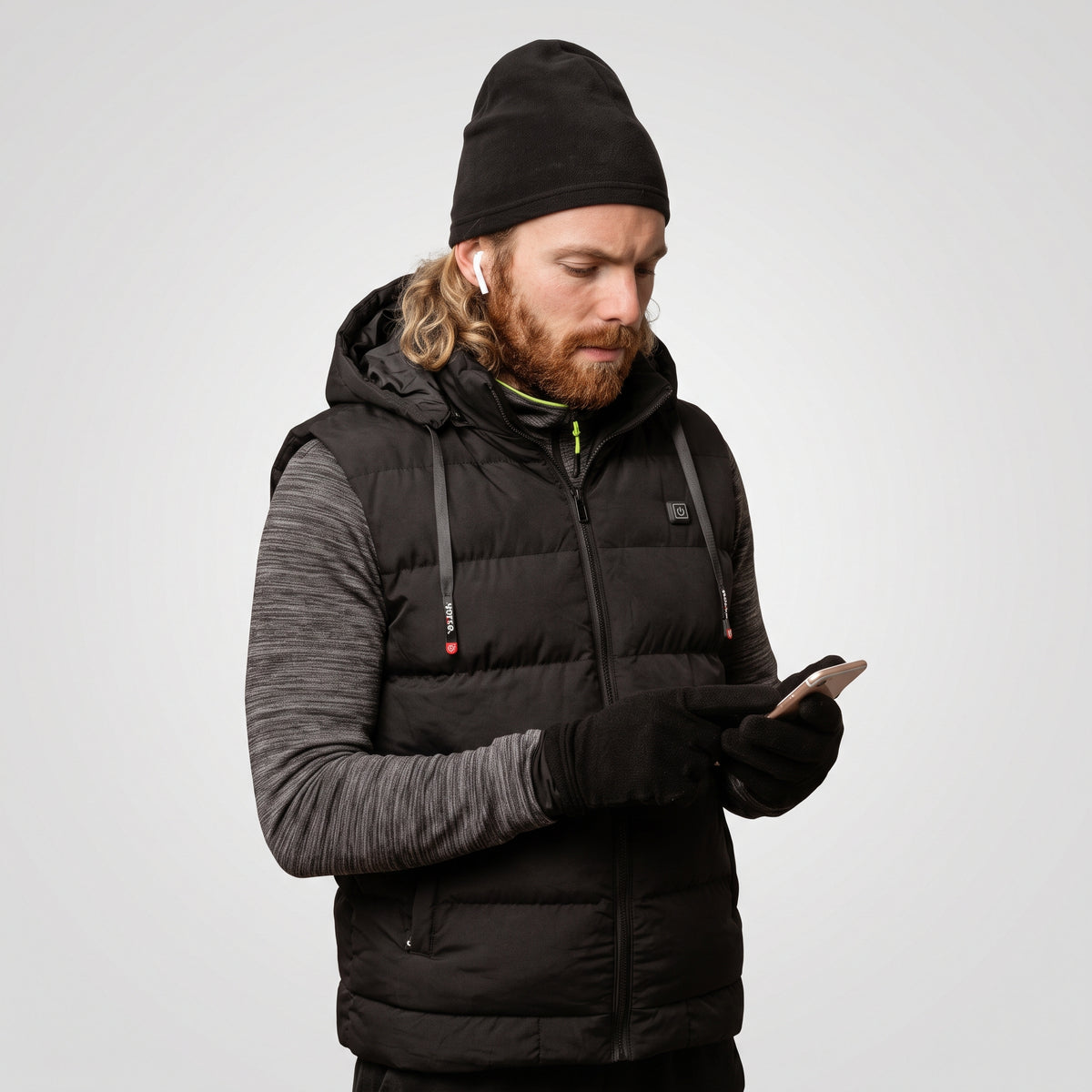 Gilet chauffant à capuche homme et femme – matelassé, 9 zones