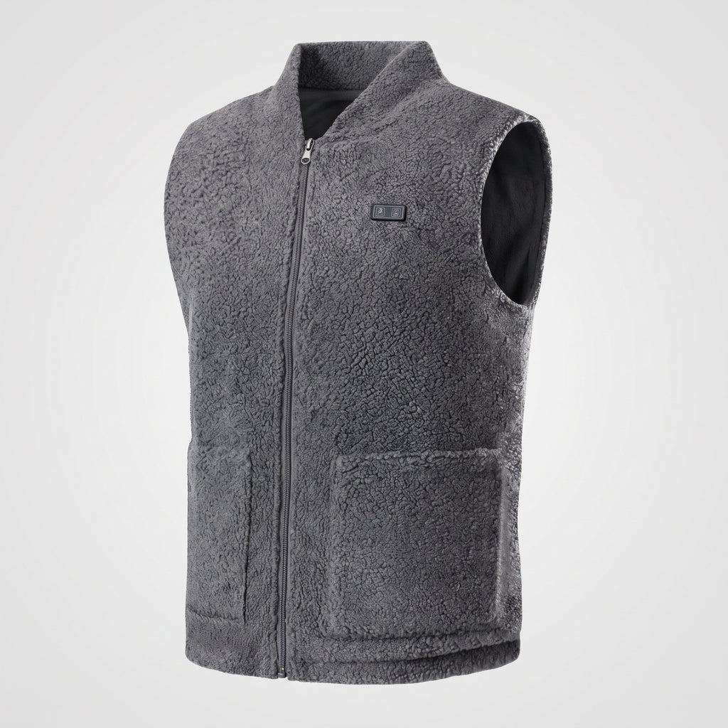 Gilet chauffant polaire homme – col montant, noir, gris ou vert