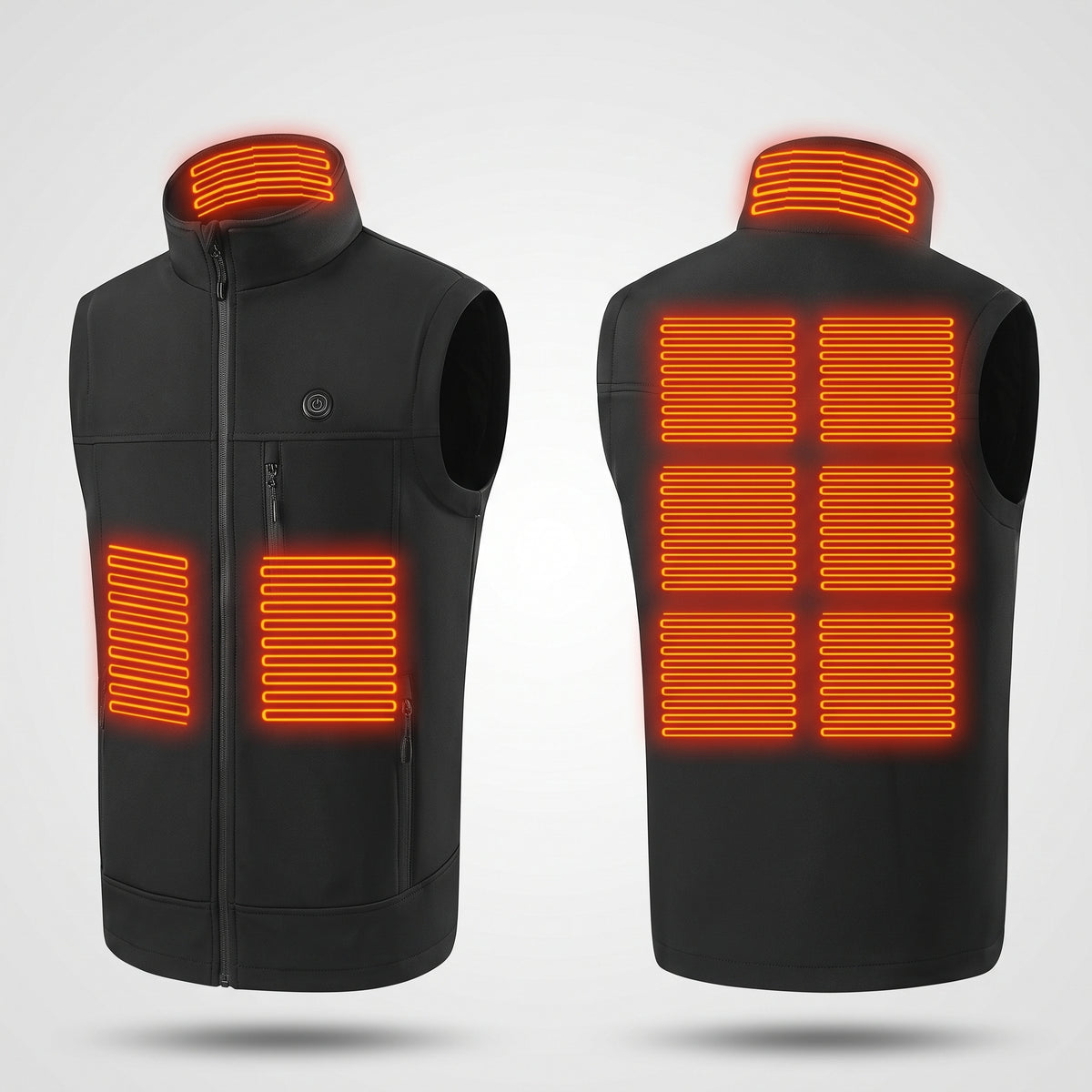 Gilet chauffant softshell homme et femme – col montant, 9 zones