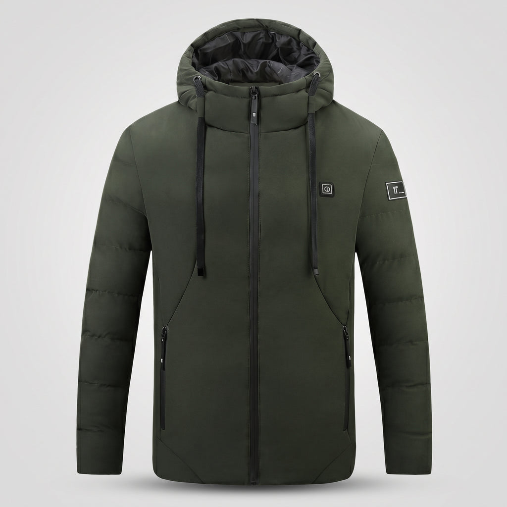Veste chauffante à capuche homme et femme – doudoune 4 zones