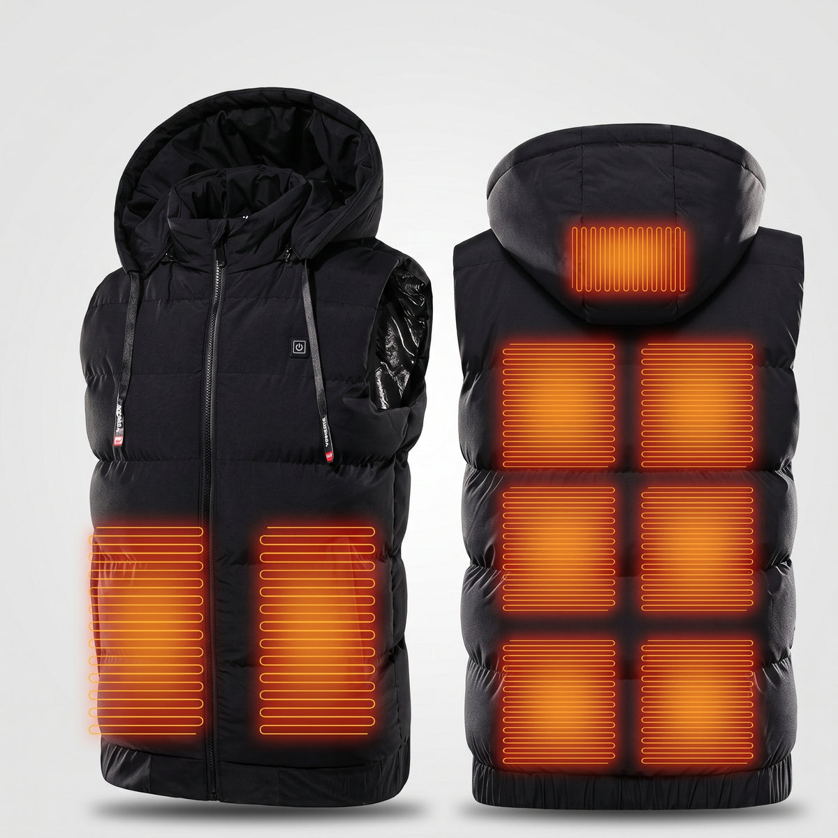 Gilet chauffant à capuche homme et femme – matelassé, 9 zones