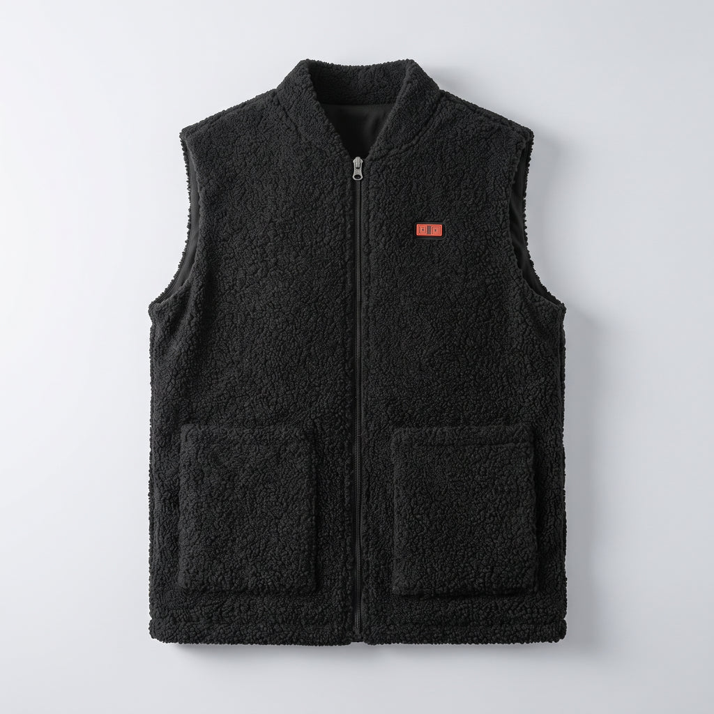 Gilet chauffant polaire homme – col montant, noir, gris ou vert
