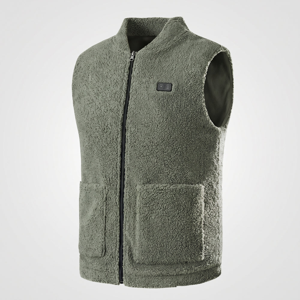 Gilet chauffant polaire homme – col montant, noir, gris ou vert