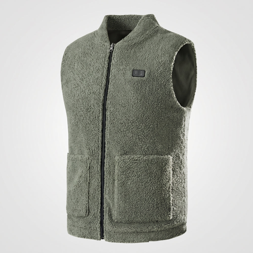 Gilet chauffant polaire homme – col montant, noir, gris ou vert