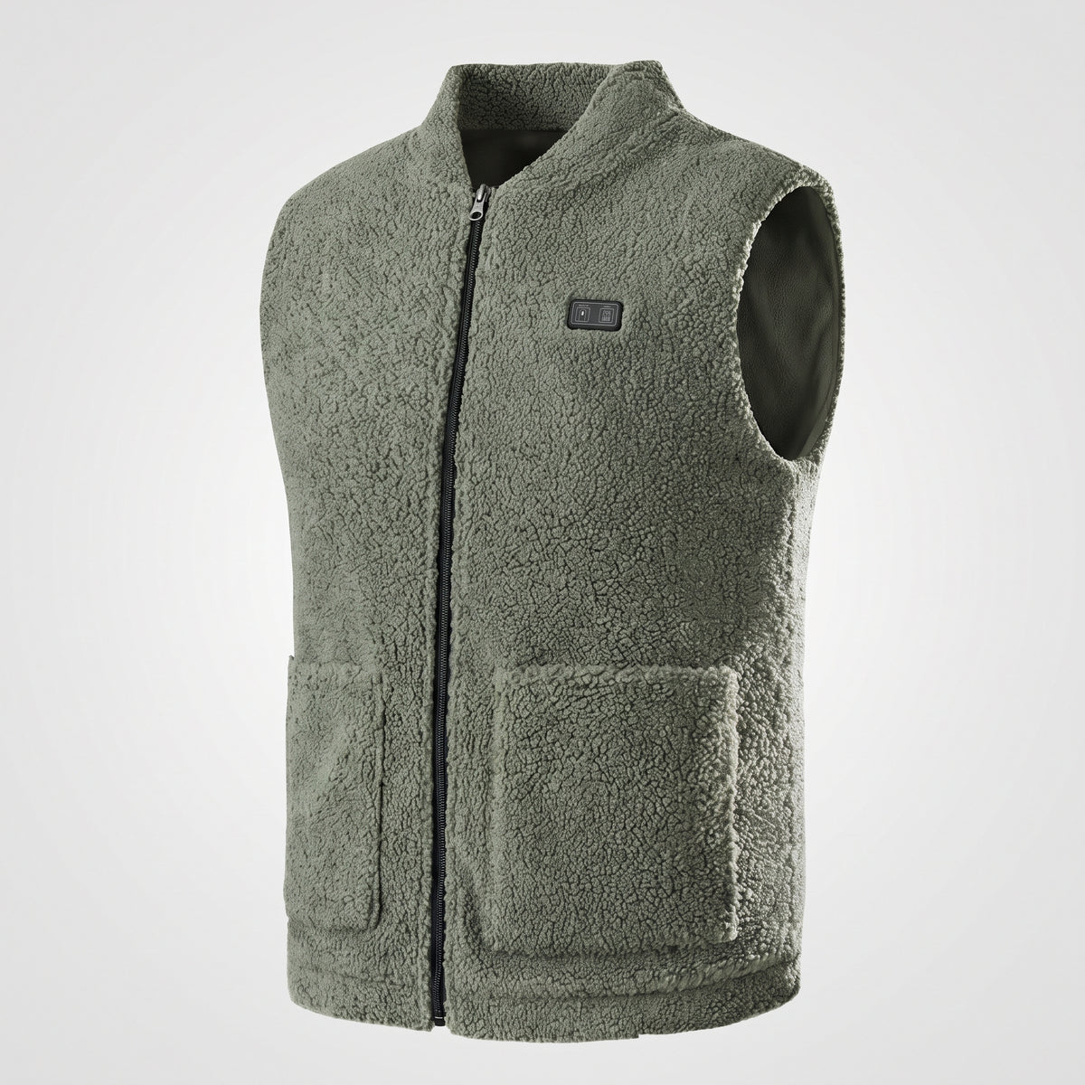 Gilet chauffant polaire homme – col montant, noir, gris ou vert