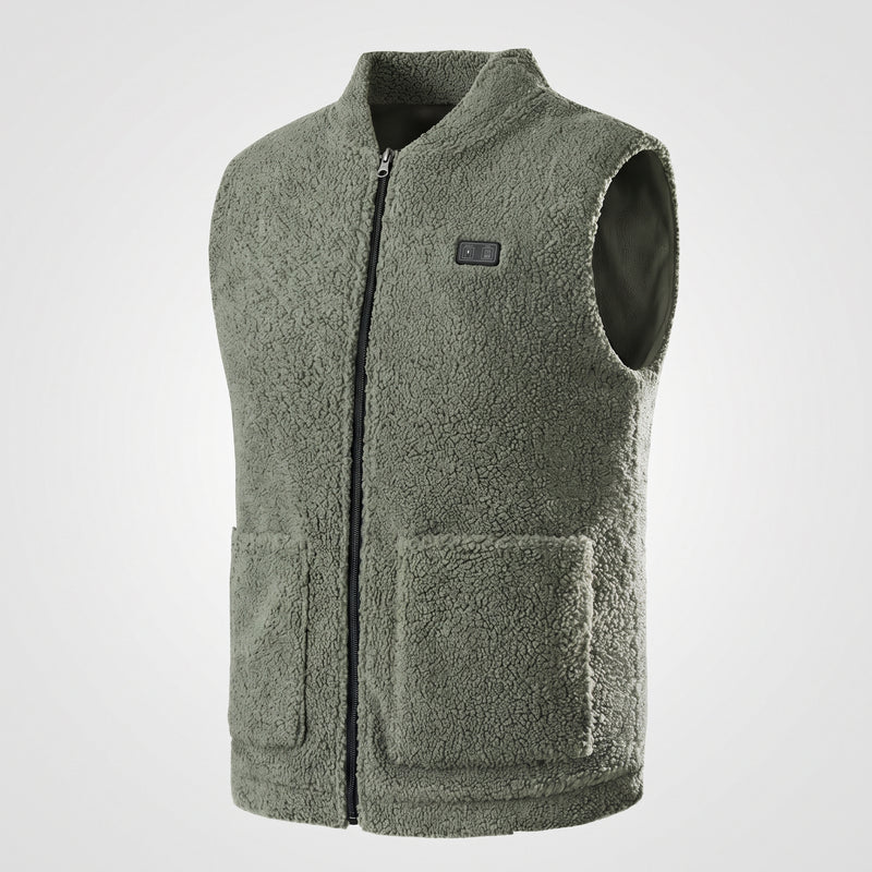 Gilet chauffant polaire homme – col montant, noir, gris ou vert
