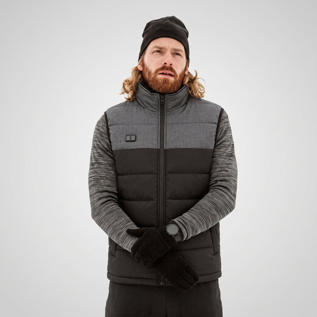 Doudoune sans manches chauffante homme – 9 zones, gris