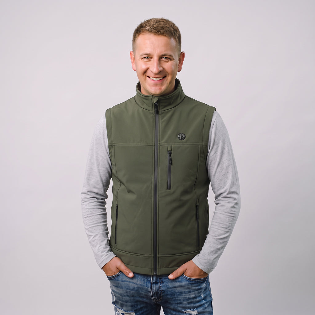 Gilet chauffant softshell homme et femme – col montant, 9 zones
