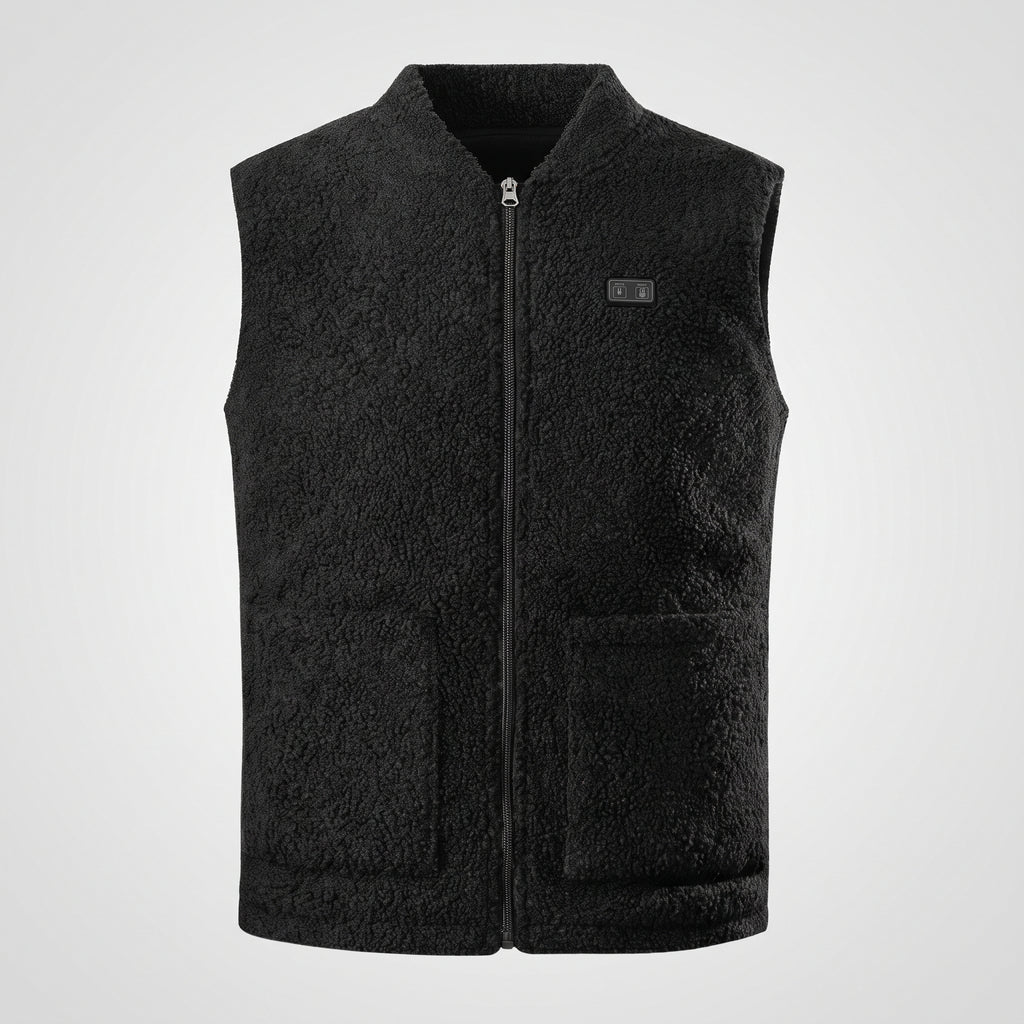 Gilet chauffant polaire homme – col montant, noir, gris ou vert