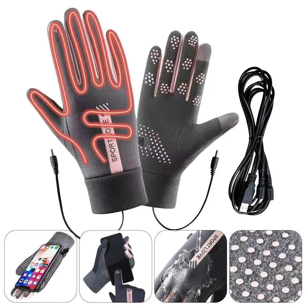 Gants chauffants USB tactiles – paume antidérapante
