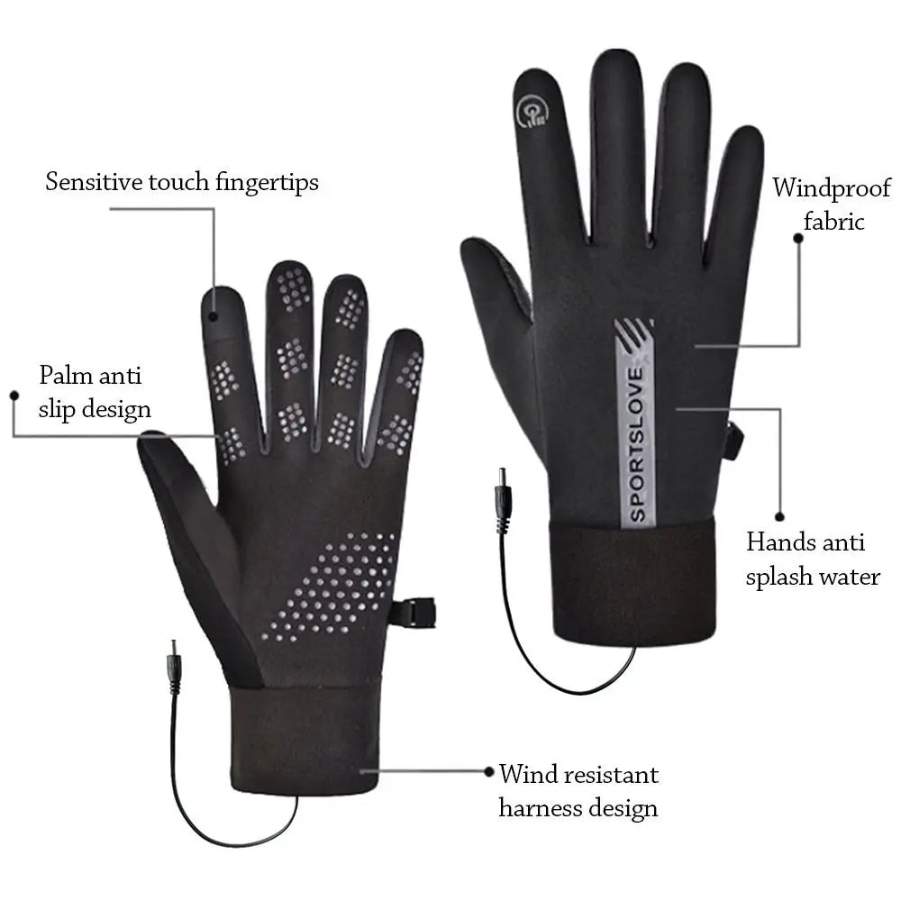 Gants chauffants USB tactiles – paume antidérapante